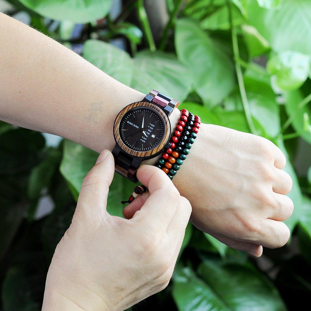 BOBO BIRD Деревянный натуральный японский кварц уникальный дизайн (ПТИЦА БОБО) Мужские часы, дерево, цветные, день/дата, механизм, хронограф,