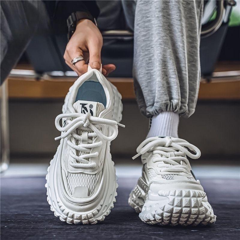 Summer Men's Shoes New Breathable Mesh Sports Shoes Men's Trend Versatile Thick Sole Heightening Casual Dad Shoes Men