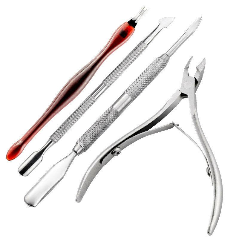 4Pcs Nail Art Cuticle Spoon Pusher Nipper Cutter Trimmer Manicure Care Tools