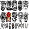 Wolf Large Tribal Lion Black Tattoo Sticker Tattoo Sleeve Fake Tattoo Stickers Temporary Tattoos