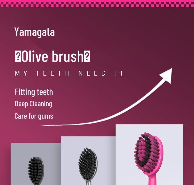 LR Black Pink Series Soft Bristle Toothbrushes [Pack of 6] - Wave-Shaped Convex Design for Adults