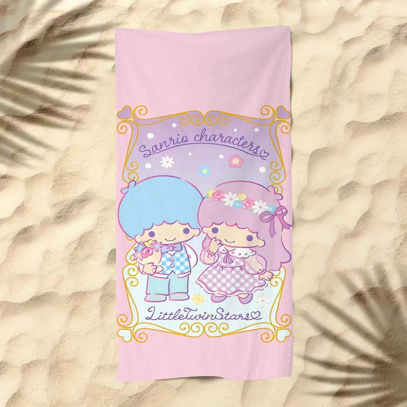Cute Cartoon Kitten Printed Microfiber Beach Towel Quick Dry Soft Bath Towel For Kids Seaside Swimming