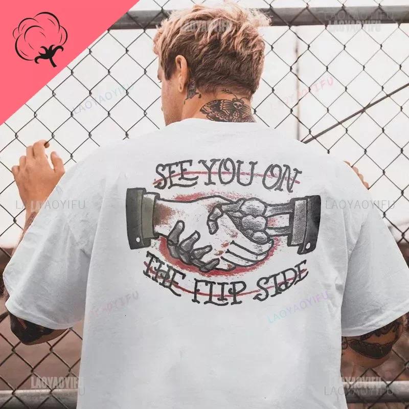 Готические футболки Harajuku Biker Skull Graphic T Shirts Men Fashion Trend Short Sleeve Tops Dark Punk Skulls Retro T Shirt Male Oversize Tee