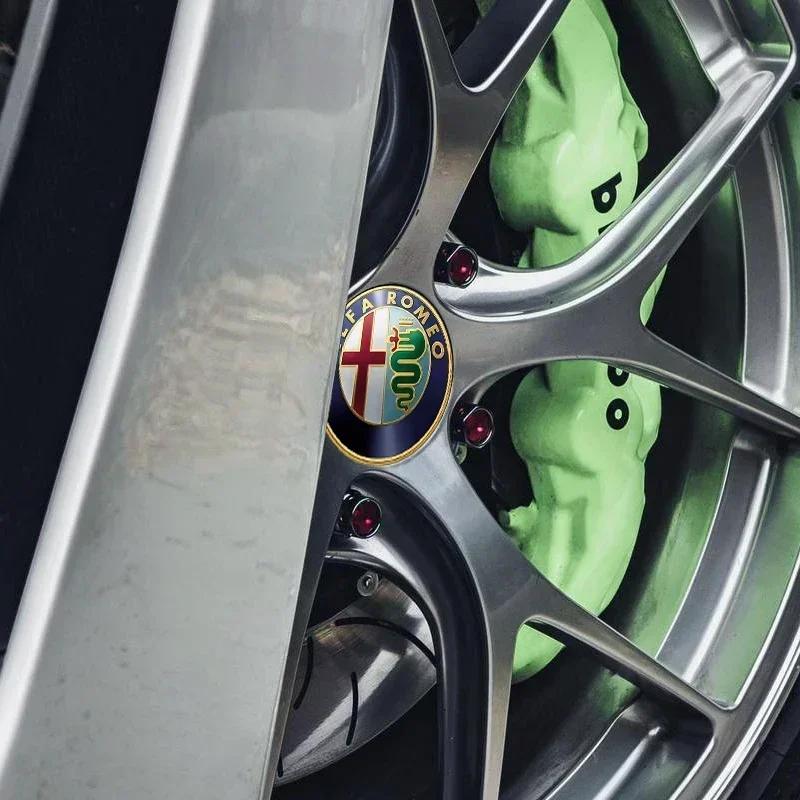 2026 Hot Alfa Romeo 4pcs 56mm Car Wheel Center Hub Caps Stickers Auto Decoration Accessories for Alfa Romeo 4C 159 Spider Giulia