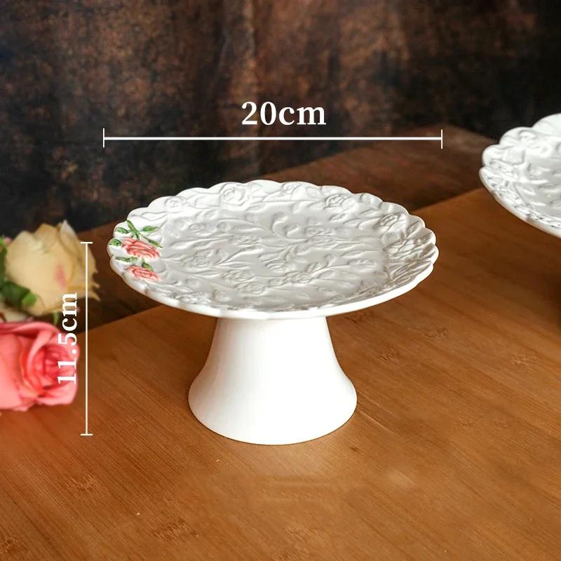 Керамические тарелки с розами во французском стиле для ресторана, послеобеденного чая, десерта, фруктов, подноса для вечеринки, изысканной домашней посуды