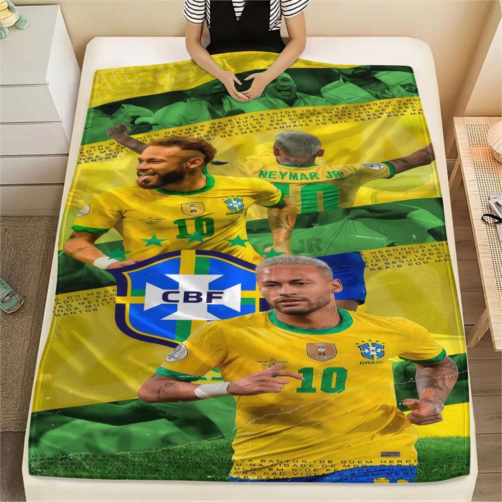 1PC Neymar Jr Patterned Flannel Blanket Suitable For All Seasons for Home Decor Warmth and Comfort Gifts Holiday Present