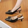 Модные туфли-лодочки с острым носком, сексуальные туфли на среднем каблуке для вечеринок, женские сандалии, дизайнерские летние брендовые туфли-лодочки, слинги, повседневные туфли, домашние тапочки для платья, новинка 2025