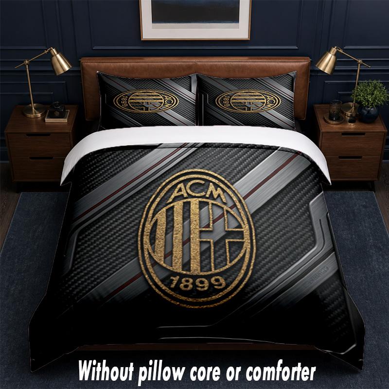 AC Milan Design Bed Bedding Set 1 Duvet Cover + 2 Pillowcases Soft Breathable Household Bed Linens