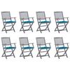 VidaXL Set of 8 Outdoor Folding Chairs with Cushions, Patio Seats, Dining Chairs, Patio Furniture 3078281