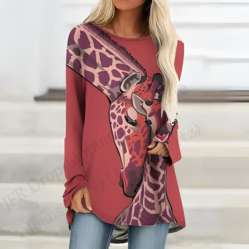 2025 Новая модная футболка с длинным рукавом, винтажный узор, 3D-принт, футболка для женщин, повседневная длинная футболка с круглым вырезом, женская верхняя одежда