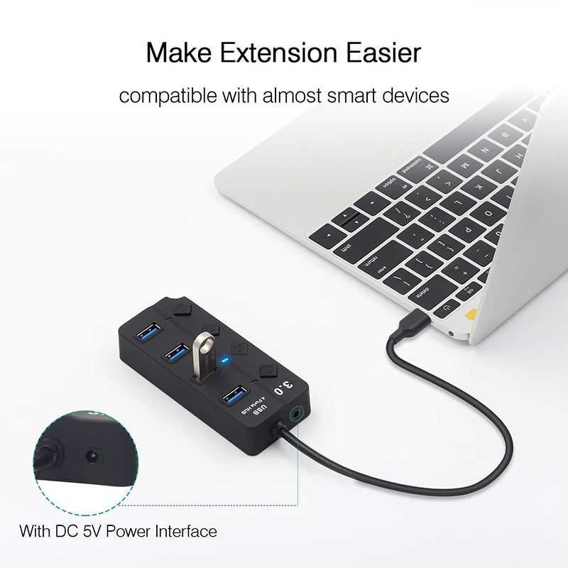 USB-концентратор 4/7 портов USB3.0 Разветвитель с выключателем Питания Внешний USB 2.0 Удлинитель Адаптер Станция Передачи Данных Док-станция