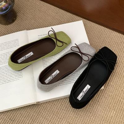 Мода 2025 Новая Мода Женские Балетки с Бантом-Бабочкой Мягкая Женская Обувь с Мелким Вырезом Квадратный Носок Женские Балетки