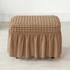 Seersucker Footstool Skirt Cover Stretch Spandex Ottoman Cover Solid Color Non Slip Washable Footrest Slipcovers for Living Room
