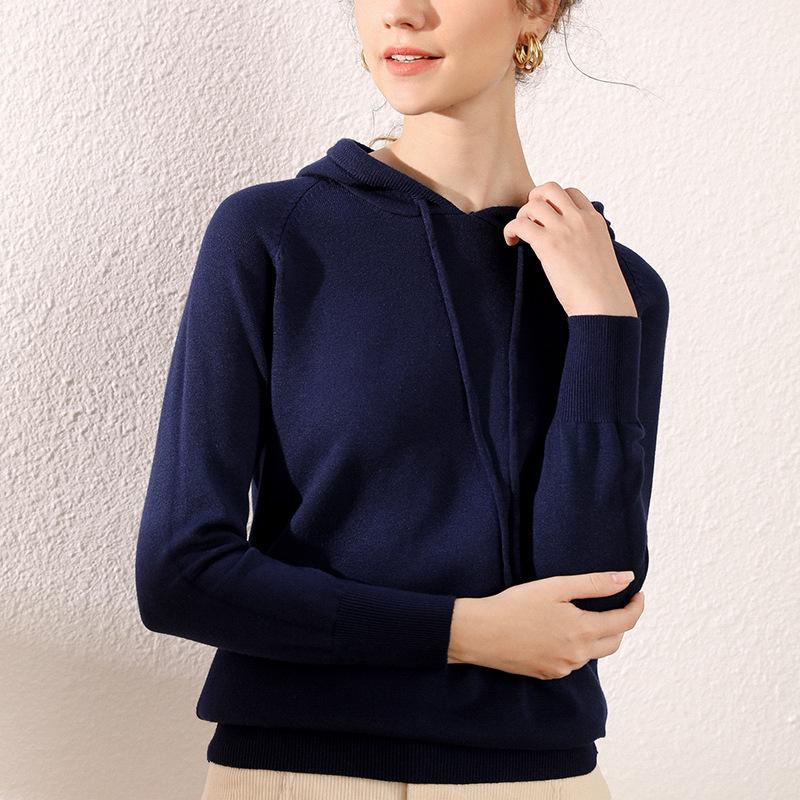 Свитер с капюшоном, женский шерстяной вязаный свитер, офисная женская корейская модная элегантная повседневная зимняя одежда большого размера