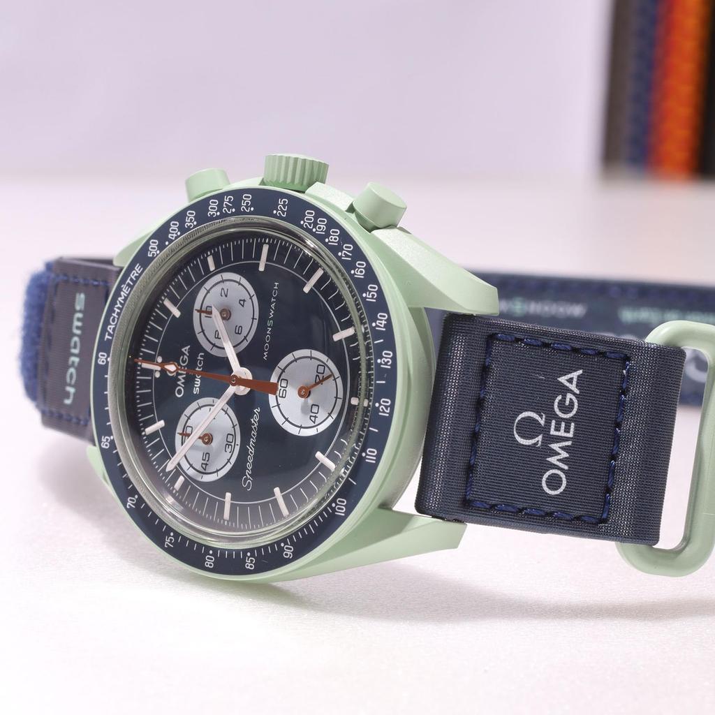Часы OMEGA SWATCH earth gift, сотрудничество Omega Swatch, подлинная коробка с покупателем, модель Speedmaster mission collaboration, водонепроницаемый силикон