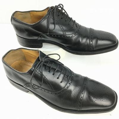 TOD'S Размер 9 (27.028.0см) Мужские деловые туфли Semi-Brogue с крышкой на мыске Черные(ИСПОЛЬЗОВАЛ)