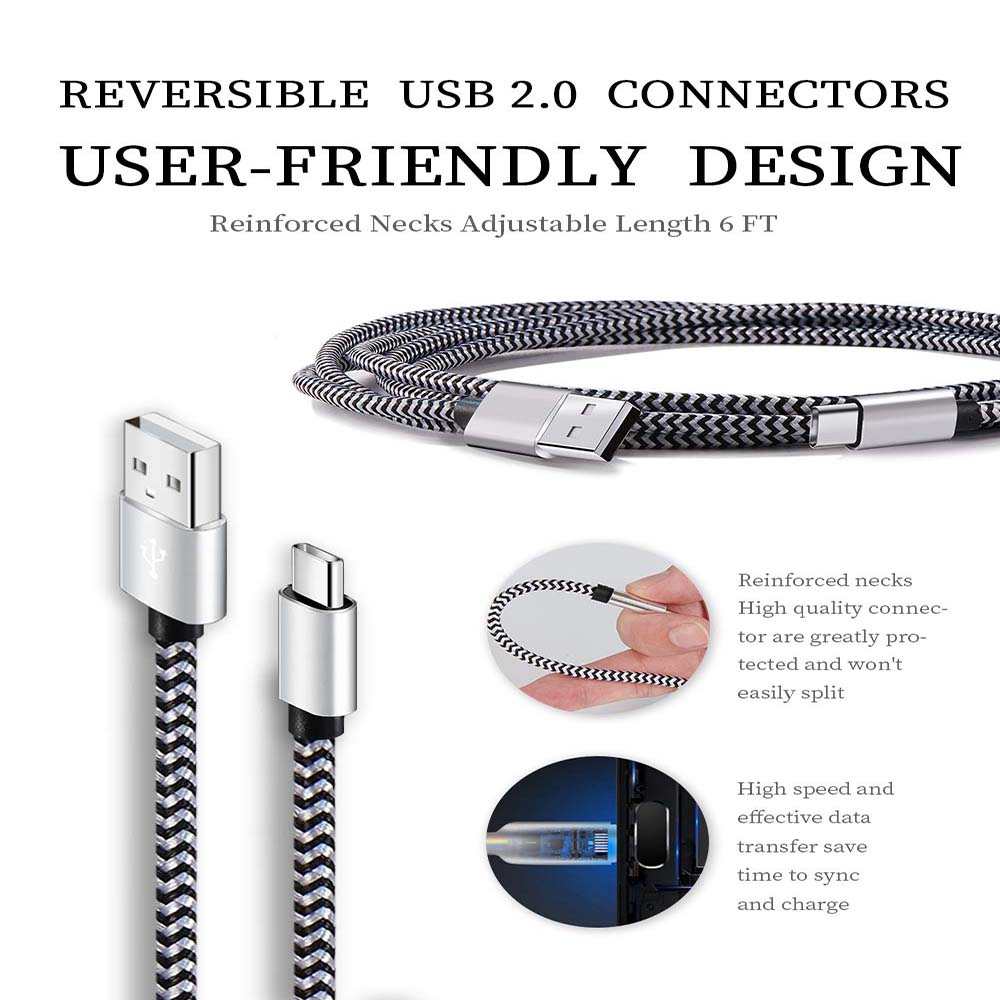 Кабель USB Type C 2.4A Быстрая зарядка Зарядное устройство Провод Плетеный нейлон Кабель для передачи данных Зарядное устройство для мобильного телефона Для Huawei Samsung USB C