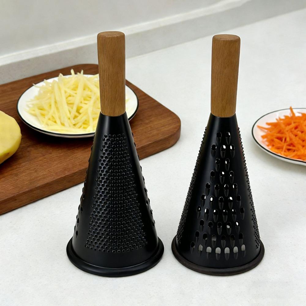 Wooden Handle Cheese Grater Stainless Steel Garlic Grinder Black Conical Vegetable Grater Home