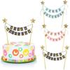 Баннер для душа Звезды Золото С Днем Рождения Флажки для торта Топпер для торта Украшение для выпечки Товары для вечеринки