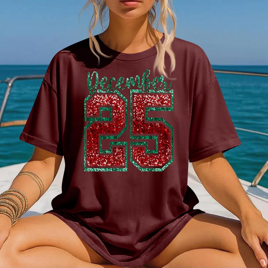 Women's Fashion Printed Round Neck Short Sleeve T-Shirt Pullover Top