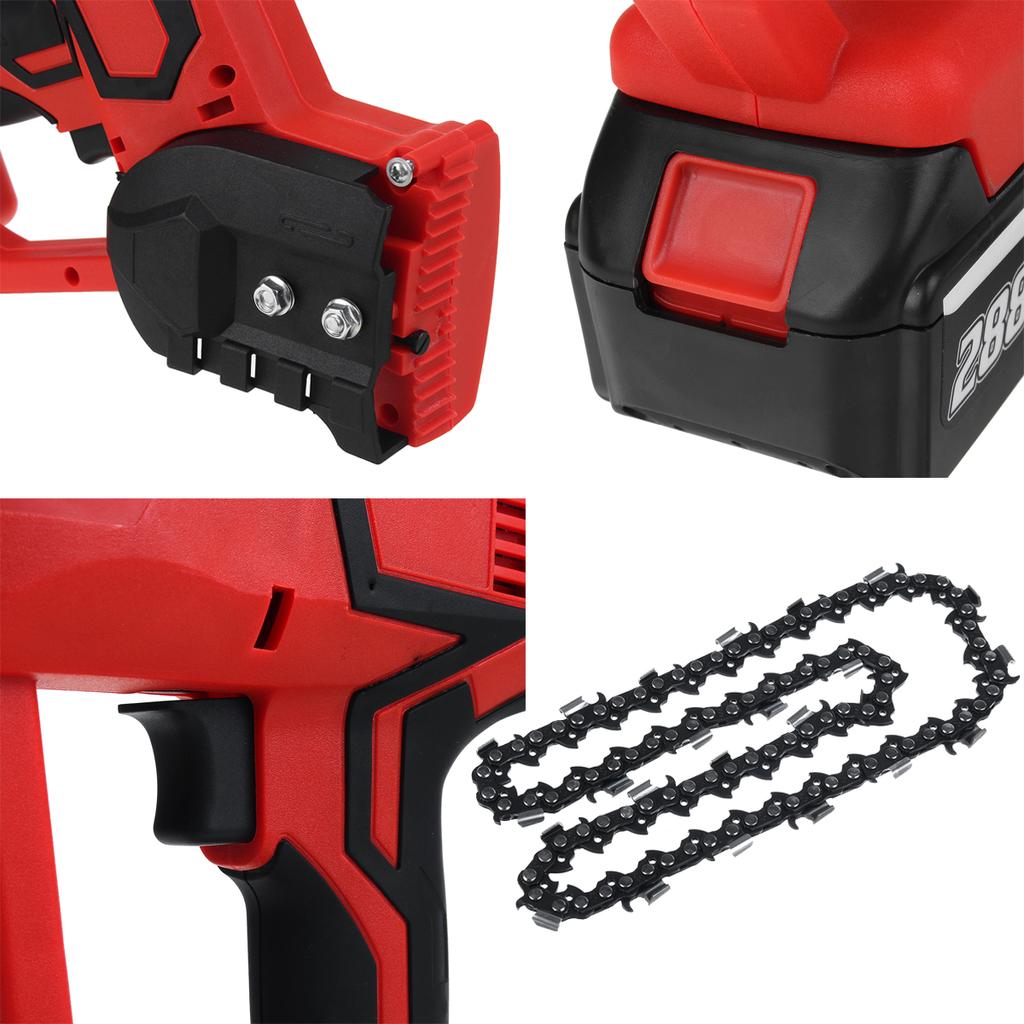 288V Electric Chain Saw Cordless One-Hand Power Saw Chainsaw Woodworking Wood Cutter with Battery Kit Garden Tools