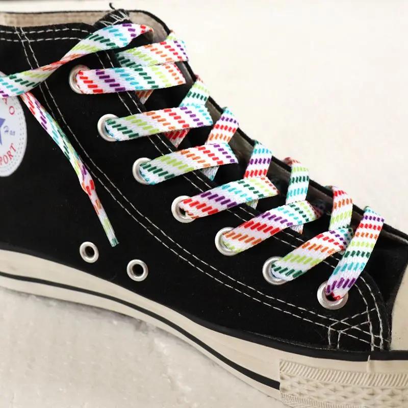 Плоские радужные шнурки для кроссовок, цветные шнурки для обуви, цветной градиентный шнурок для парусиновой обуви, шнурок для тенниса женский мужской