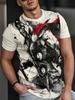 Men's Cartoon Iron Man Pattern 3D Printed T-shirt for Summer Fashion Personality Short Sleeved Top Casual and Comfortable Round Neck Clothing