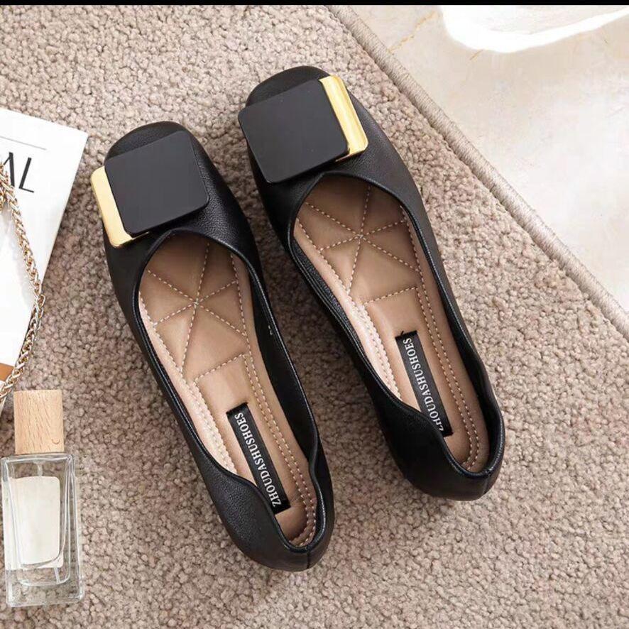 Fashion Flat Shoes Women 2025 New Fashion Square Breathable Casual Black Comfortable Work Shoes Soft Large Size Women's Loafers Shoes