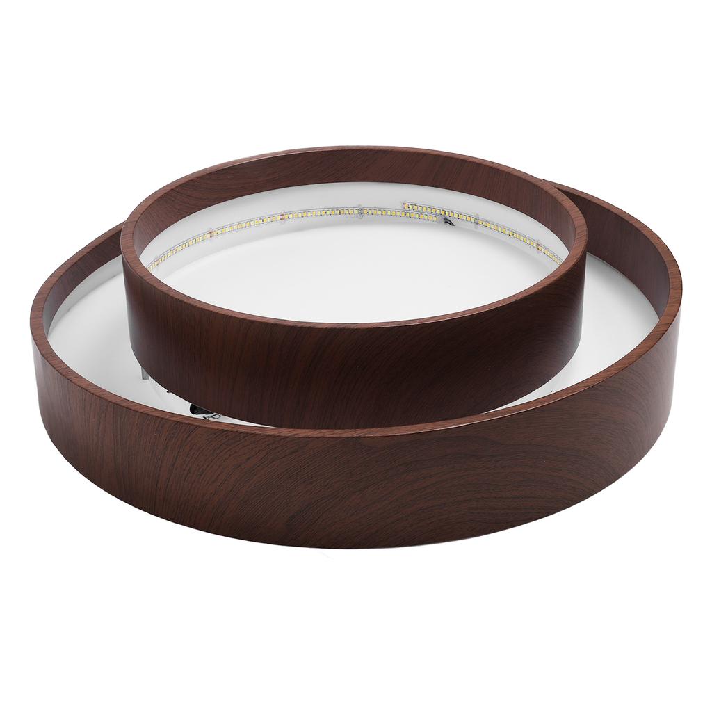LED Ceiling Light Fixture Walnut Wood Grain Flush Mount Round Remote Control Light 3 Color Changeabl
