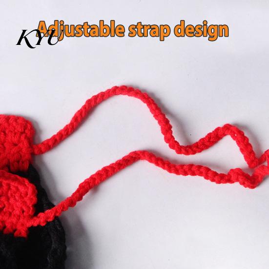Soft Yarn Bird Cloak Halloween Parrot Vampire Cape, Knitted Cosplay Cape with Red Festive Costume Collar, Crochet for Parrots Holiday Party