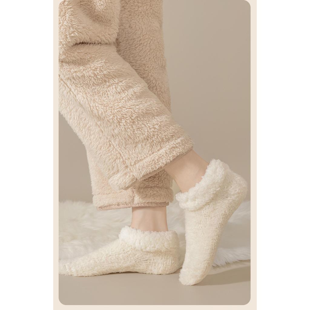 5-1 пара зимних носков-мешков из кораллового флиса и женских носков, плюшевые теплые домашние носки для пола, из овечьей шерсти и утолщенные домашние носки