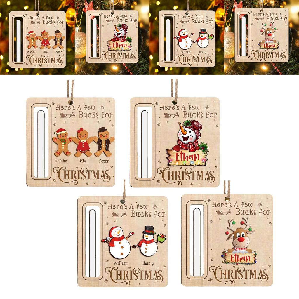 Рождественское украшение на елку, держатель для денег в подарок, деревянный материал, памятный подарочный аксессуар, праздничный подарок, универсальный со шнурком, 4x4 дюйма