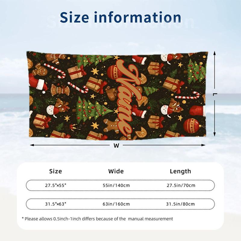 Christmas atmosphere Custom Name Printed Beach Towel Personalized Soft Towel For Swimming Beach Travel