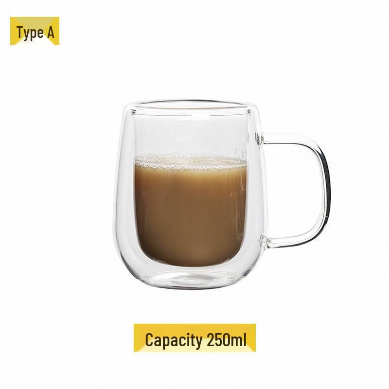 Двухстенная боросиликатная кружка для завтрака с ручкой