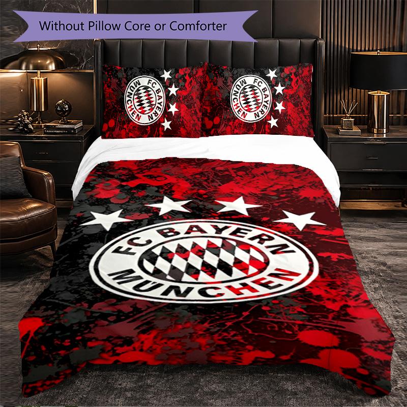 Bayern Munich 3 Piece Bedding Set Soft Duvet Cover Set with Pillowcases Printed Bedroom Decor Set for Home