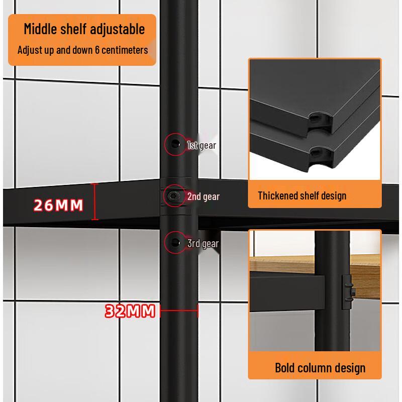 Трехъярусная кухонная полка для хранения Zhaoran из углеродистой стали