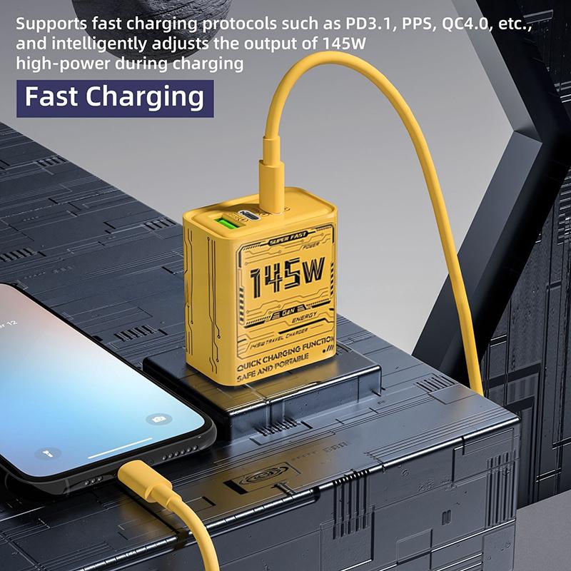 145 Вт 3 порта Type-C USB GaN Зарядное устройство для телефона Для iPhone Для Samsung Huawei Xiaomi PD Быстрая зарядка Адаптер питания для мобильного телефона Дорожный