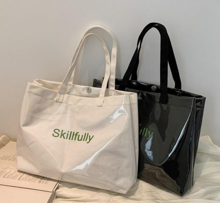 Trendy Transparent Handbag For Women Spacious And Minimalistic Single Shoulder Bag For Summer 2022 White Brown)