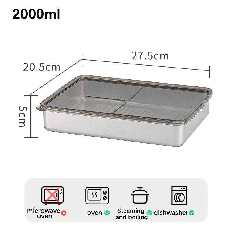 Контейнер для хранения продуктов объемом 2000 мл/1000 мл/800 мл/400 мл из нержавеющей стали, мини-кухонный ящик для хранения с герметичной крышкой, кухонные принадлежности