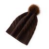 Women's 100% Cashmere Pom-Pom Hat - Three-Strand Winter Knit, Versatile Cable, Warm Ear Protection
