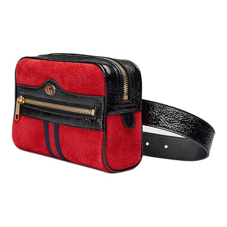 Gucci Ophidia Striped Web Patent Leather Trim Shoulder Crossbody Bag Unisex bags Red Black 517076-0KCDB-8670
