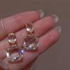 Dazzling Geometric Drop Earrings Sweet Ear Clip Women Transparent Ice Cube Earrings  Party