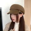 Британская восьмиугольная шляпа для женщин на осень и зиму Новый стиль Литературный черный берет-утка Универсальная для лица Маленькая кепка газетчика Тренд