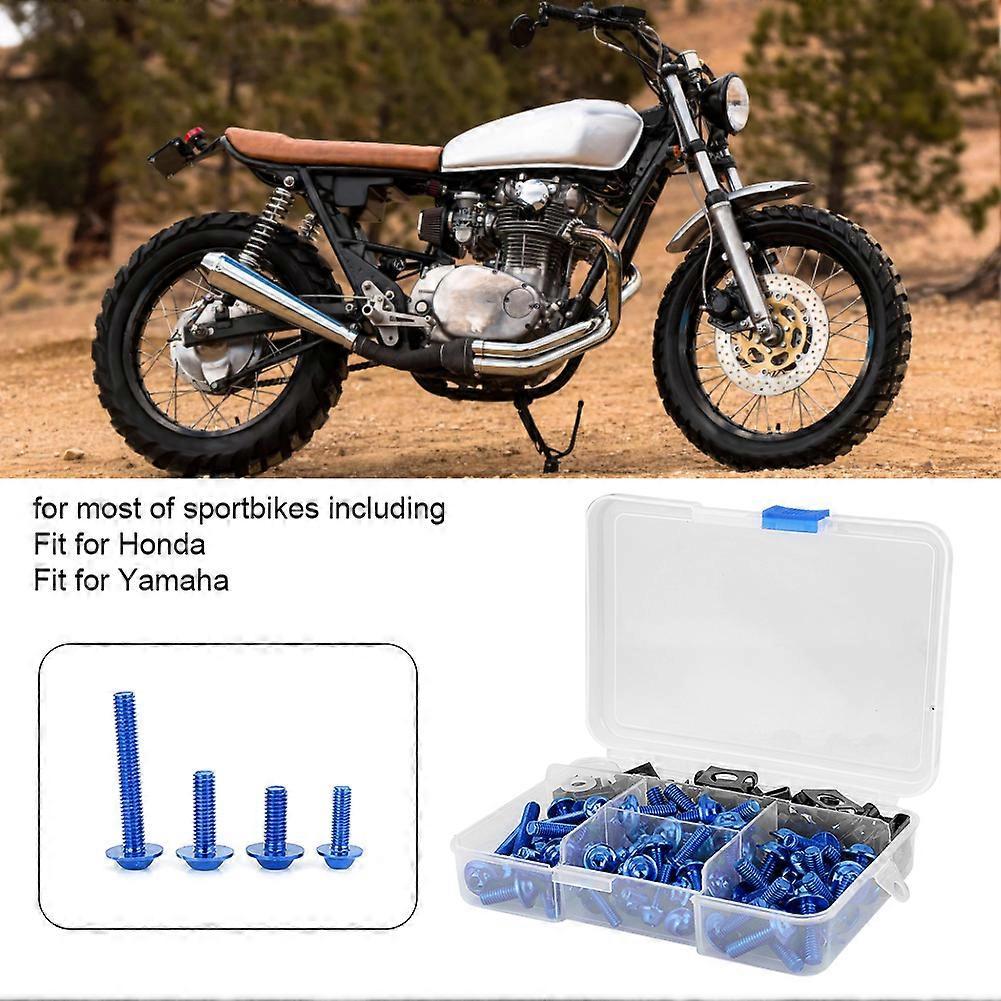 177pcs Motorcycle Screws Fairing Bolt Kit Universal M5 M6 Fit for Yamaha SportbikesBlue