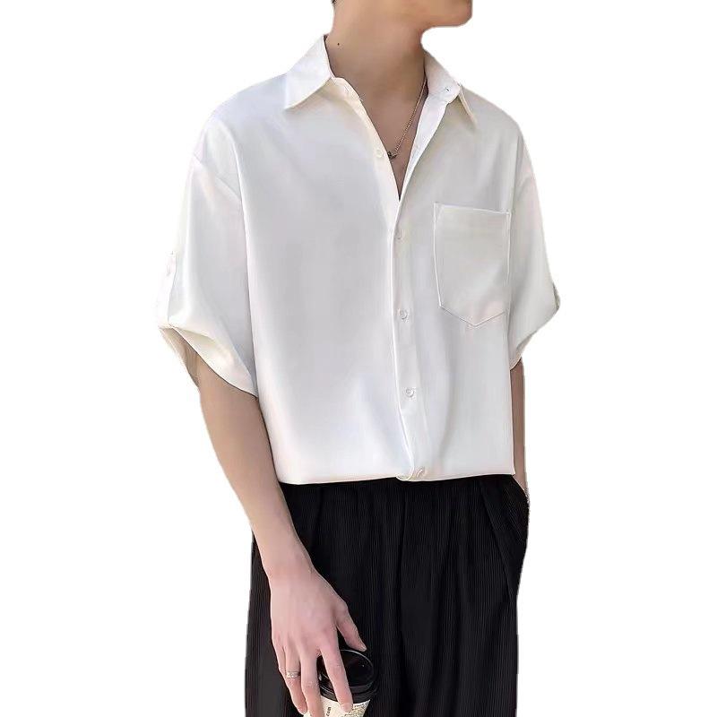 Летняя мужская рубашка премиум-класса из ледяного шелка с короткими рукавами