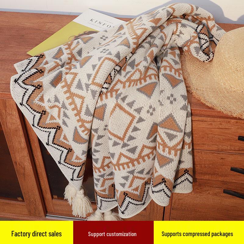 Bohemian Knitted Wool Sofa and Bed Blanket