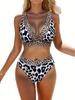 Cross-border Split Swimsuit Two-piece Leopard Print Bikini European and American Foreign Trade Swimwear Factory Supply Wholesale