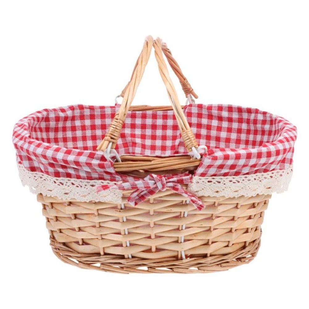 Portable Sundries Willow Woven Handwoven Storage Basket Vegetable Basket Fruit Basket Picnic Basket