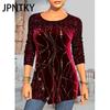 JPNTKY Women's Fashion Casual Autumn Winter Solid Color Print Long Sleeve O-Neck Blouses & Shirts