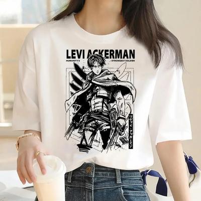 Японский аниме Атака титанов Графический принт Harajuku Футболка Повседневная мода с коротким рукавом Футболка размера плюс для женщин